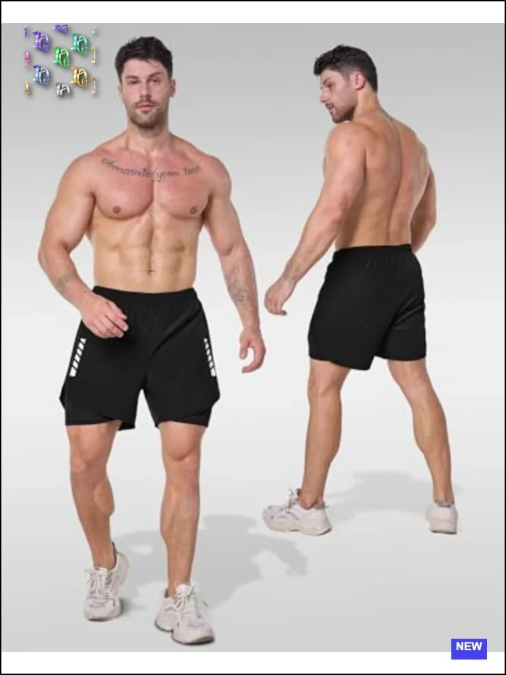 2 in 1 Athletic Running Shorts with Liner Quick Dry 5 Pack